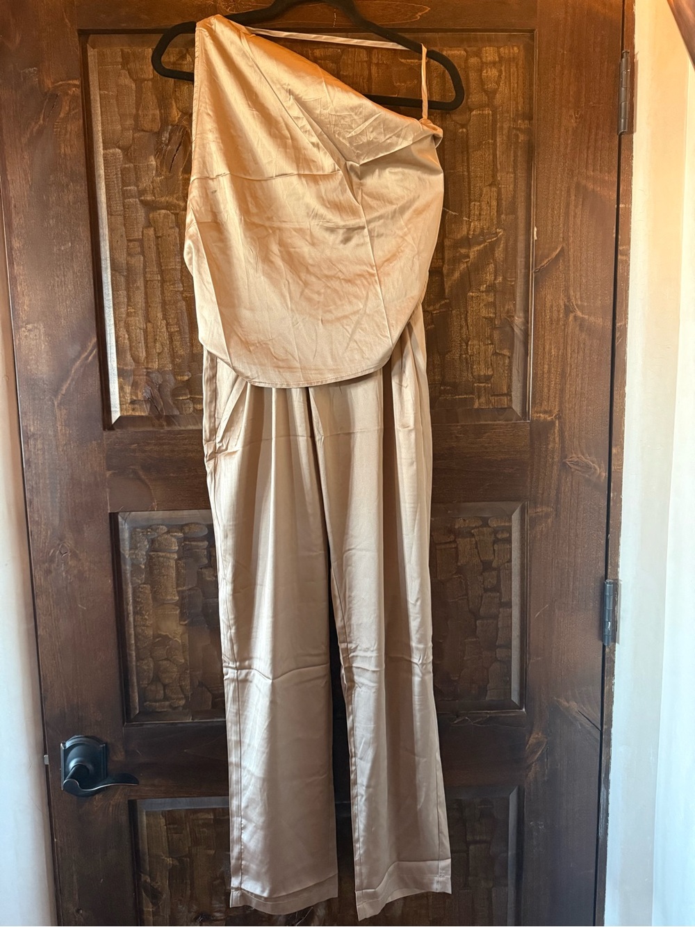 MARBLE off the shoulder Satin top & Pant Champagne color - NEW without tags